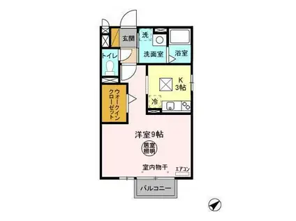 クロスクローバー(1K/1階)の間取り写真