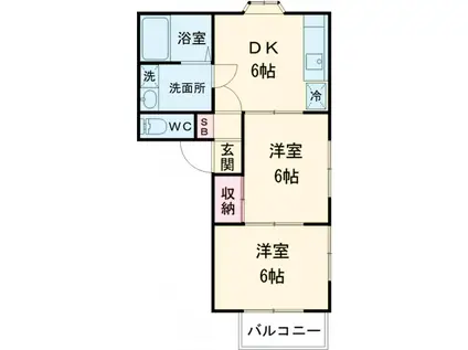 エフハウスⅠ(2DK/1階)の間取り写真