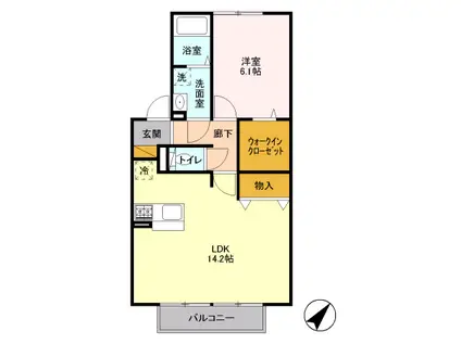 ボヌールおおたかの森Ⅱ(1LDK/2階)の間取り写真