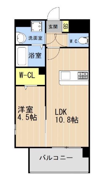 LIBTH安里(1LDK/5階)の間取り写真