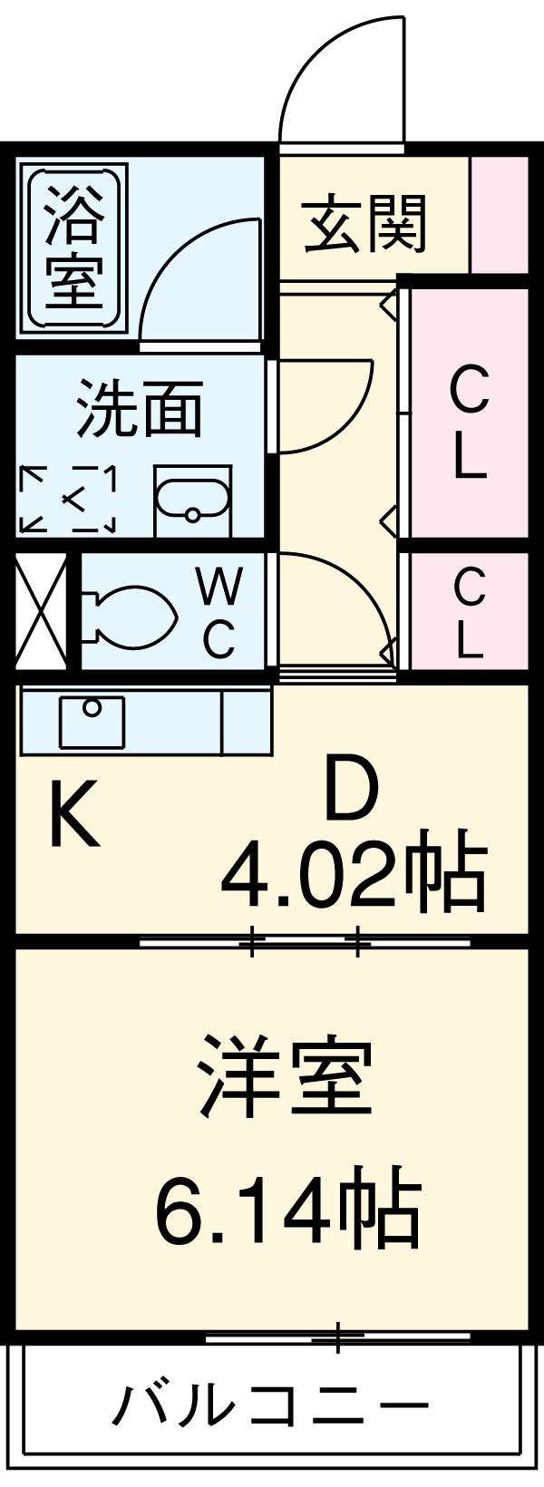 ロイヤルパーク多摩川(1DK/4階)の間取り写真