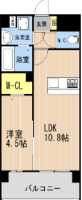 LIBTH安里(1LDK/15階)の間取り写真