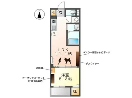 ウエストウイングⅤ(1LDK/3階)の間取り写真