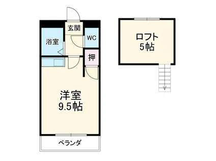 コーポイーストA(1K/2階)の間取り写真