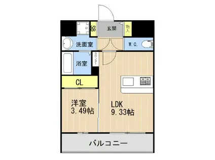 LIBTH松山(1LDK/3階)の間取り写真