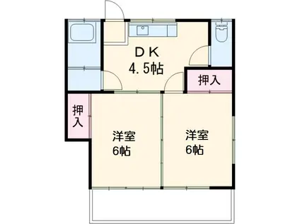古沢荘(2DK/2階)の間取り写真
