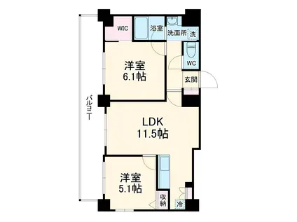 ALTA京都堀川ウィンドア(2LDK/11階)の間取り写真