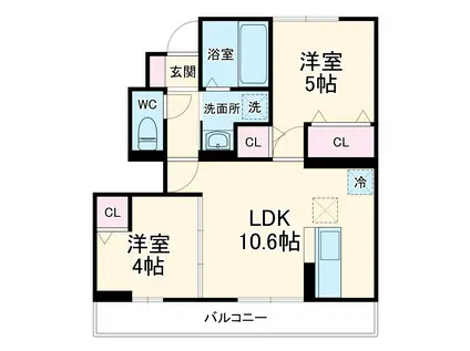 エクセル新治(2LDK/1階)の間取り写真