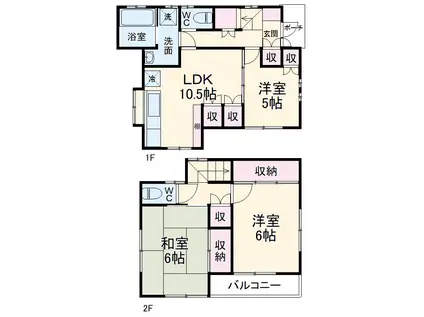相模線 南橋本駅 徒歩22分 2階建 築45年(3LDK)の間取り写真