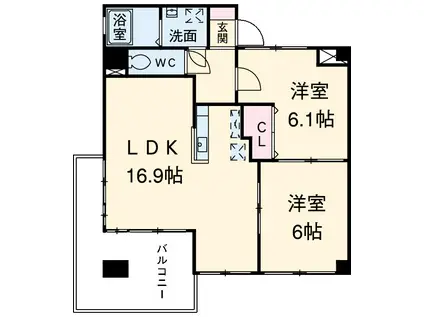 カルム竹林(2LDK/3階)の間取り写真
