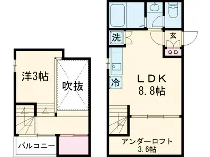 PALM TREE ANEX(1LDK/1階)の間取り写真