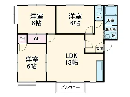 コリーナ蜆塚A(3LDK/1階)の間取り写真