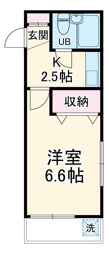 JUN 新所沢 A(1K/2階)の間取り写真