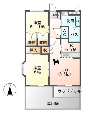 エスポア232(2LDK/1階)の間取り写真