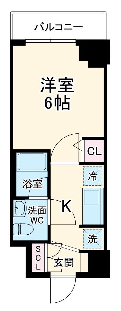 グランヴァンプレミアムイースト川口(1K/2階)の間取り写真
