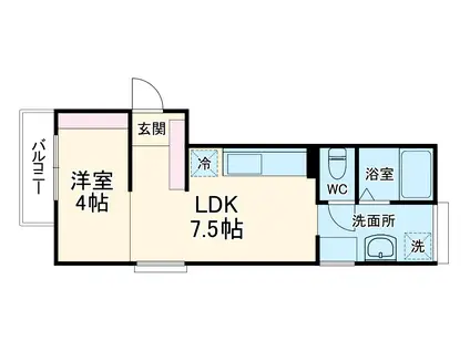 ベーネ海老名(1LDK/1階)の間取り写真