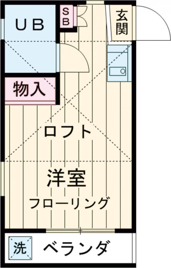 デュエットミタカ1番館(ワンルーム/1階)の間取り写真