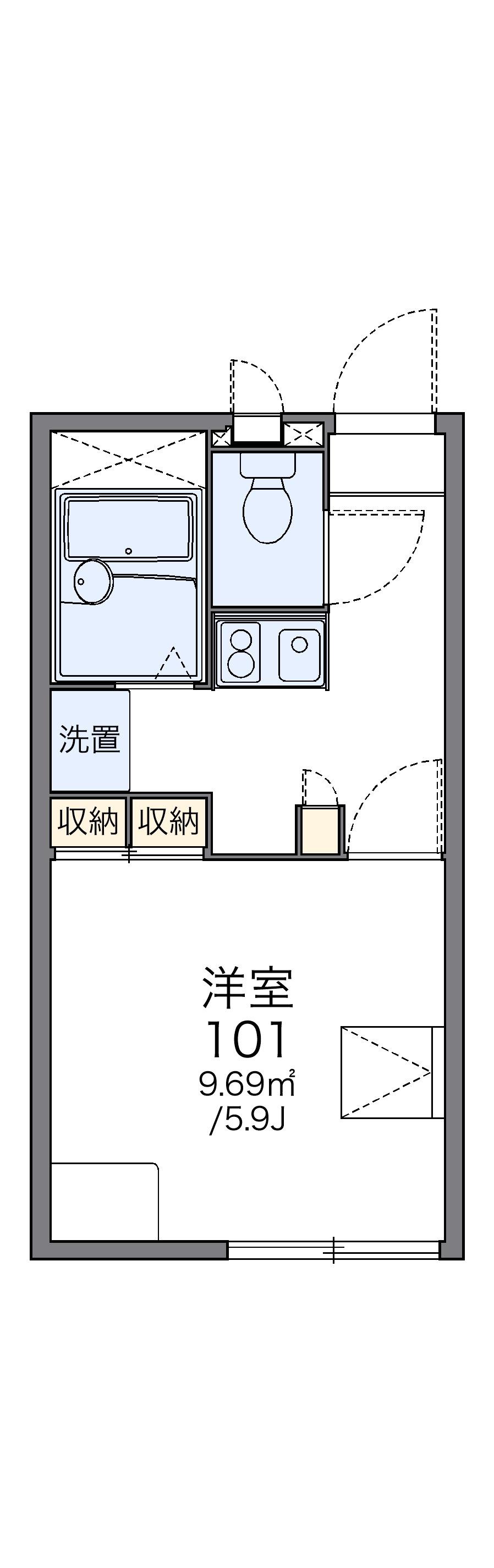 レオパレススマイル(1K/2階)の間取り写真