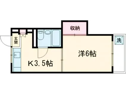 サーラ弥生(1K/2階)の間取り写真