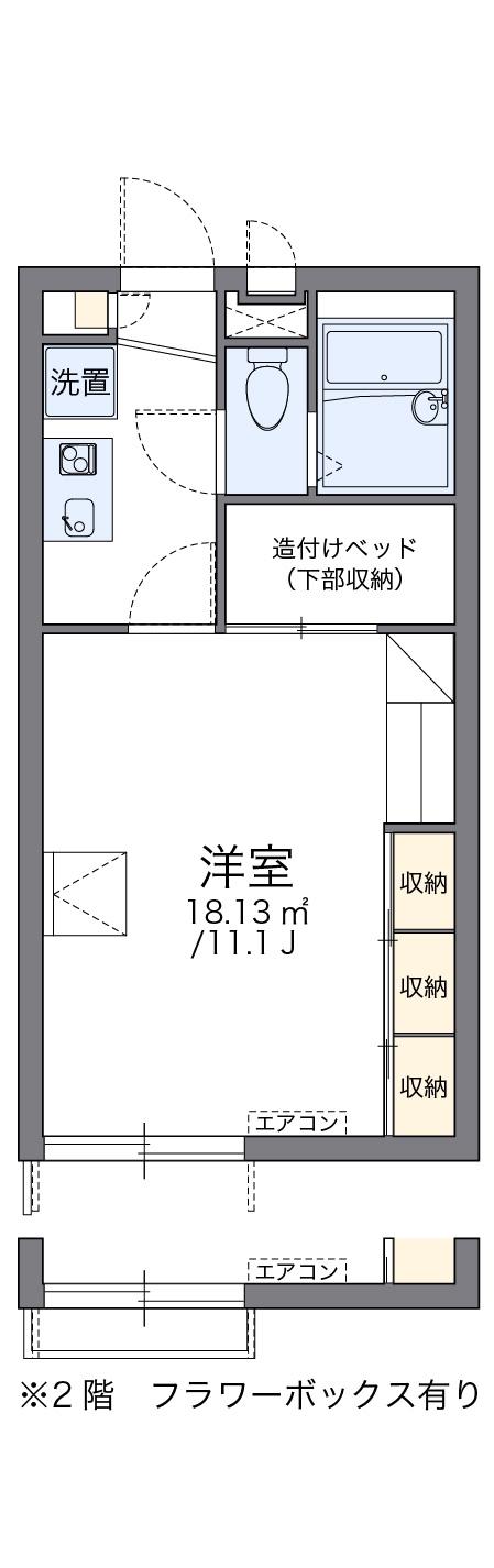 レオパレス波岡(1K/2階)の間取り写真