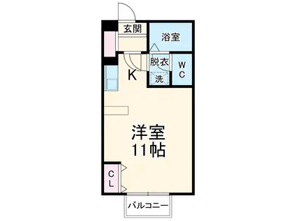 ジュネスR(1K/2階)の間取り写真