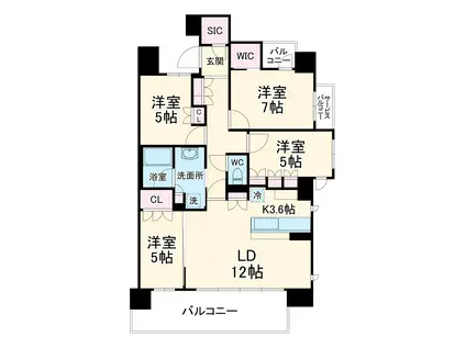 ル・シェモア鴨江Ⅱ(4LDK/2階)の間取り写真