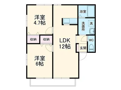 サニーコート B(2LDK/1階)の間取り写真