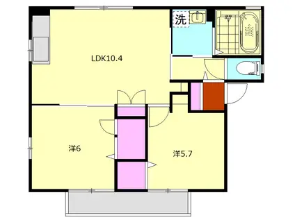 サニーフラットⅡ(2LDK/2階)の間取り写真