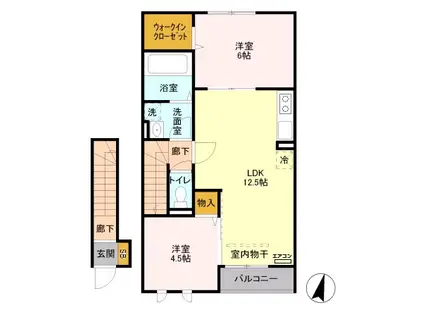 RIVER SIDE Ⅱ(2LDK/2階)の間取り写真