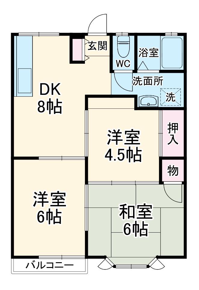 エスポアール中村B(3LDK/2階)の間取り写真