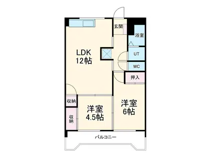 シャルム岐阜(2LDK/1階)の間取り写真