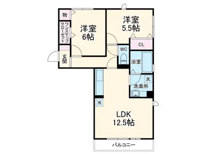 ヘリオス吉川美南 ポセイドン(2LDK/3階)の間取り写真