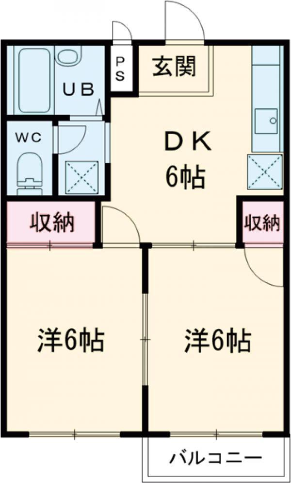 シティーハイツEI(2DK/2階)の間取り写真