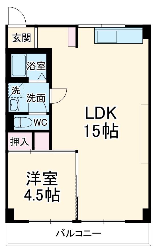 東山ハイホーム(1LDK/3階)の間取り写真