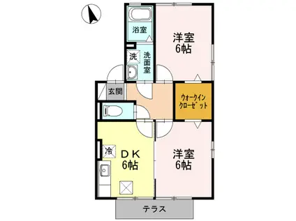 サンハイムイーストⅠ A(2DK/1階)の間取り写真