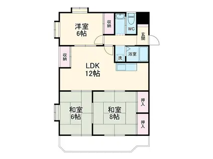 エクセルヤマヒロ(3LDK/3階)の間取り写真