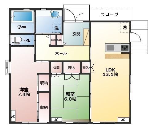 東武鉄道東上線 新河岸駅 徒歩9分 1階建 築14年(2LDK)の間取り写真