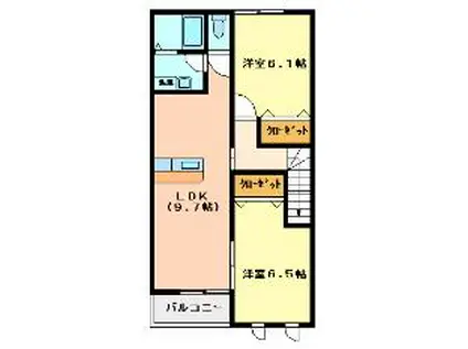 エクセレントヒルズ(2LDK/2階)の間取り写真
