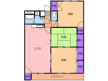 エフハウスⅡ(3LDK/1階)の間取り写真