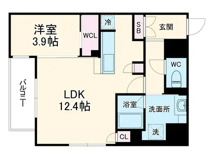 DIMORA靭公園(1LDK/10階)の間取り写真