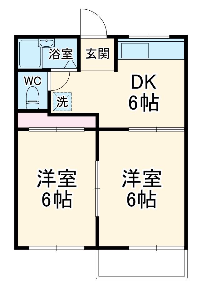 フォーブル小野(2DK/1階)の間取り写真