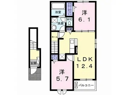 ルラシオン(2LDK/2階)の間取り写真