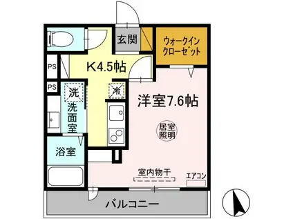 グランセレスタB(1K/3階)の間取り写真