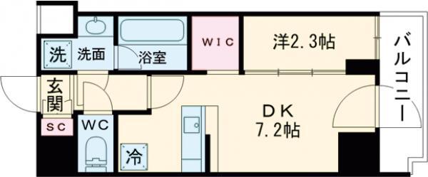 コンフォリア東大井Ⅱ(1DK/6階)の間取り写真