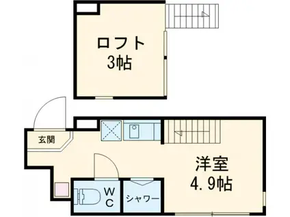 ハーモニーテラス平井Ⅳ(ワンルーム/2階)の間取り写真