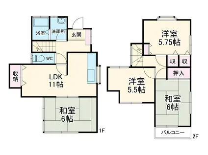 常磐線 我孫子駅 徒歩19分 2階建 築30年(4LDK)の間取り写真