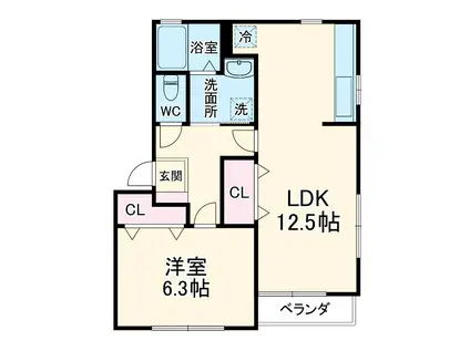 クレールⅡ(1LDK/1階)の間取り写真