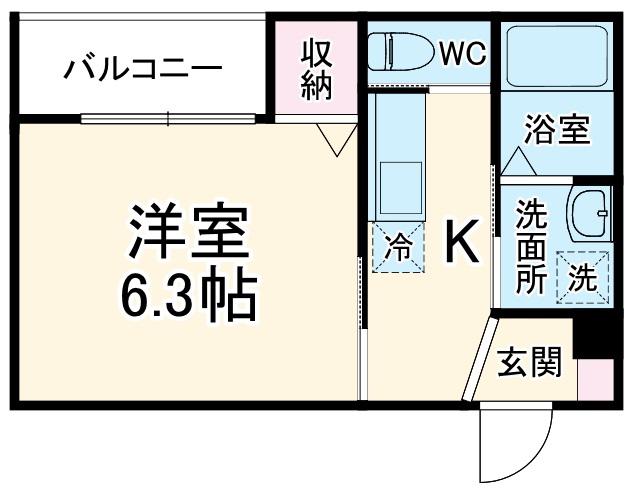 MELDIA行徳Ⅲ(1K/1階)の間取り写真