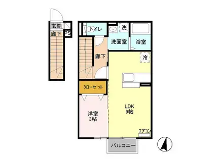 メゾン・ド・レトワール(1LDK/2階)の間取り写真