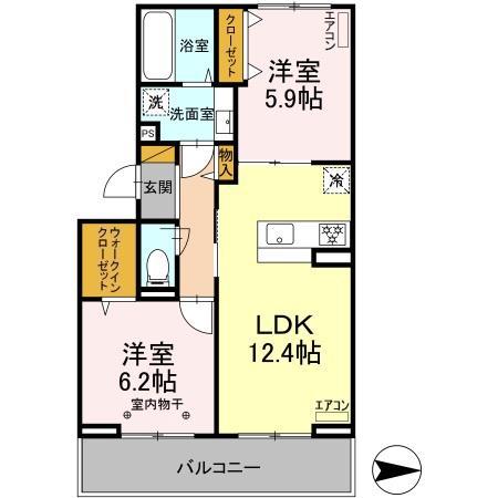 FERRO PALAZZO C棟(2LDK/3階)の間取り写真